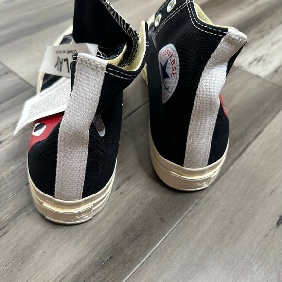 NWT Comme Des Garcons Converse Play High Top Sneakers Black Men's 9 Women's 11 - Picture 3 of 9